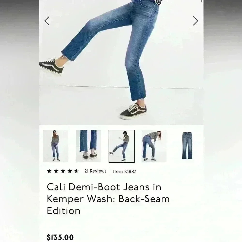 Madewell High Rise Cali Demi-Boot Jeans -Kemper Wash: Back-Seam Edition Size 27 - Picture 14 of 14